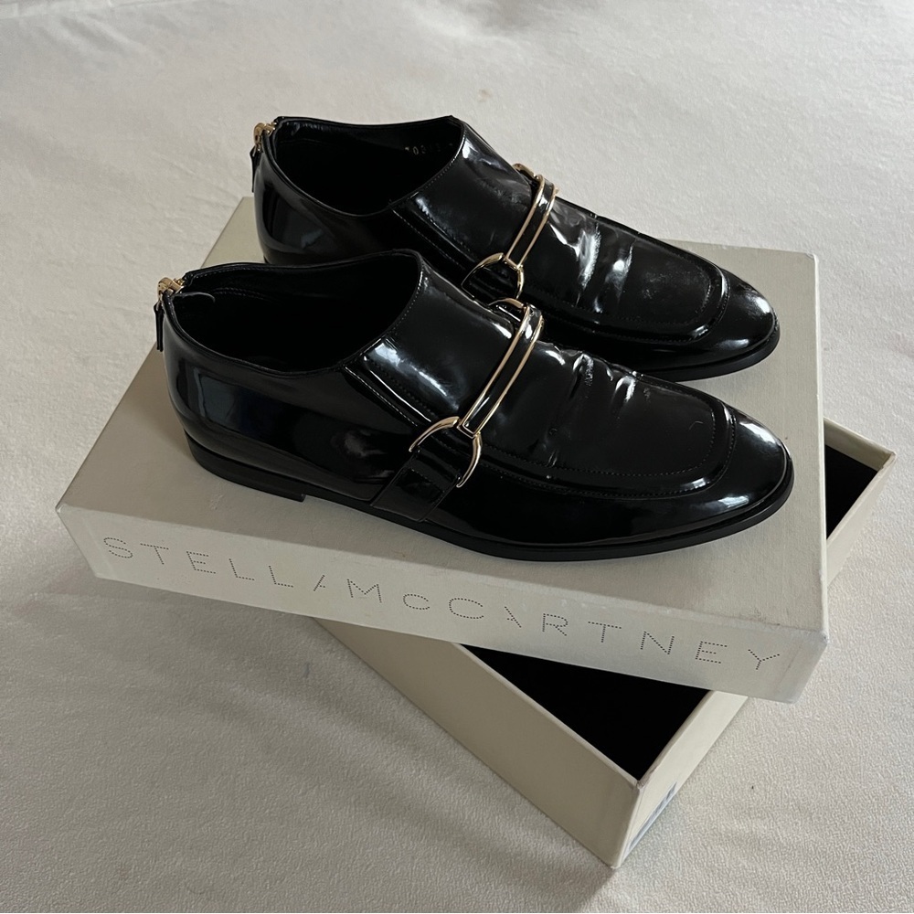 Stella McCartney Morgana Loafers in Black Patent Leather Size 37 US 7